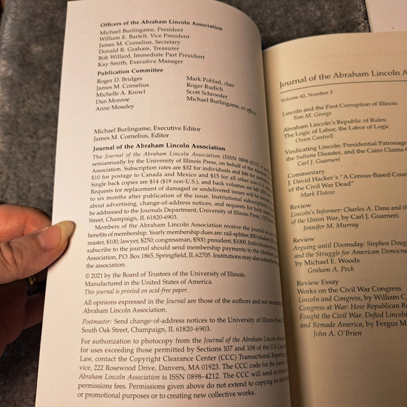 JOURNAL OF THE ABRAHAM LINCOLN ASSOCIATION SET OF 2 BOOKS HISTORY 16TH PRESIDENT - Picture 3 of 6